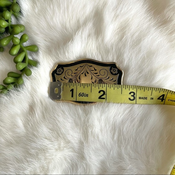 Belt Buckle Floral Gold & Black Rodeo Western - Picture 5 of 5